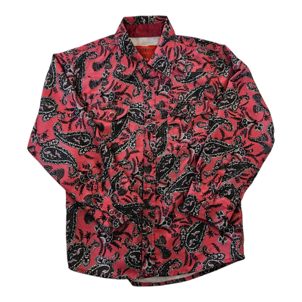 Pink and Black Paisley Button-Up Shirt
